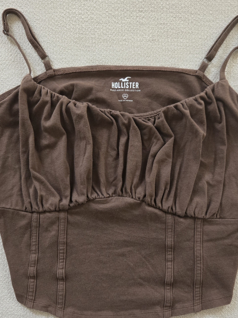 Hollister Brown Ruched Bustier Corset Cami Top XXL